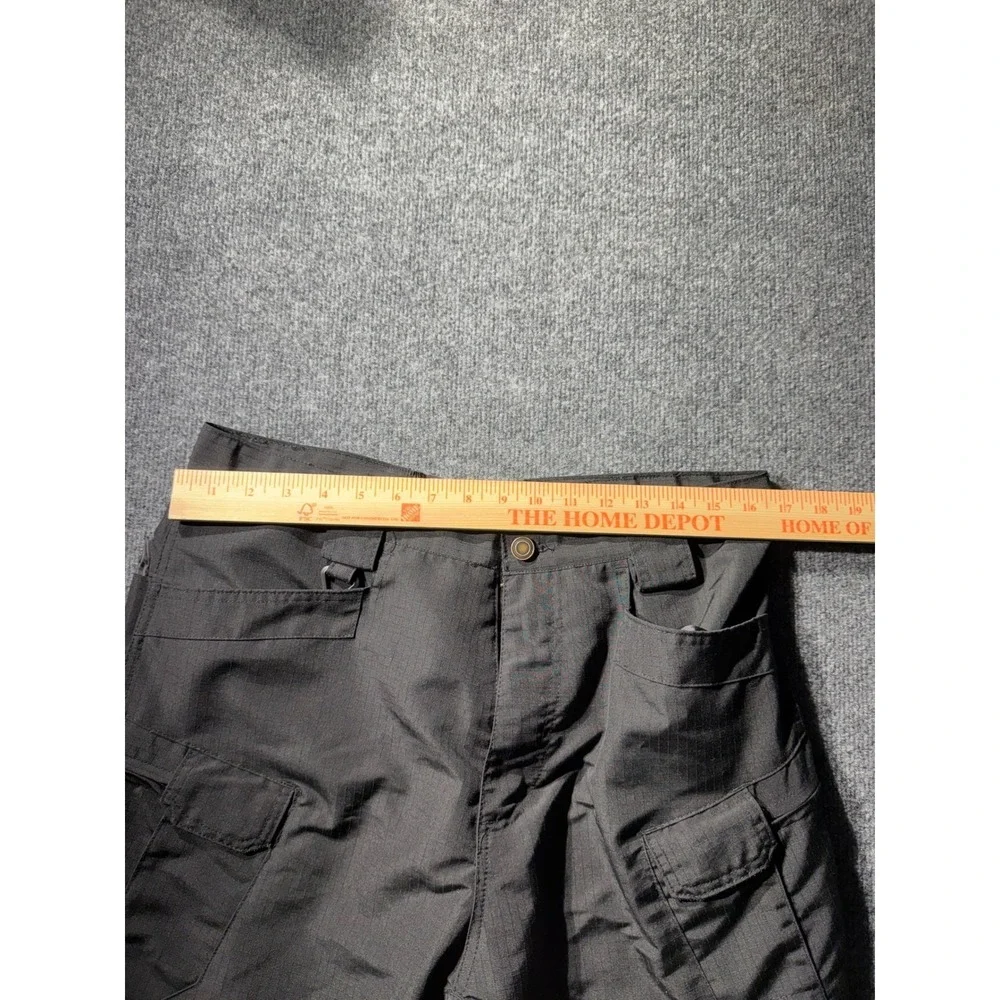 Mens Black Ripstop Tactical Cargo Pants Multi Pocket Utility Work Trousers L
